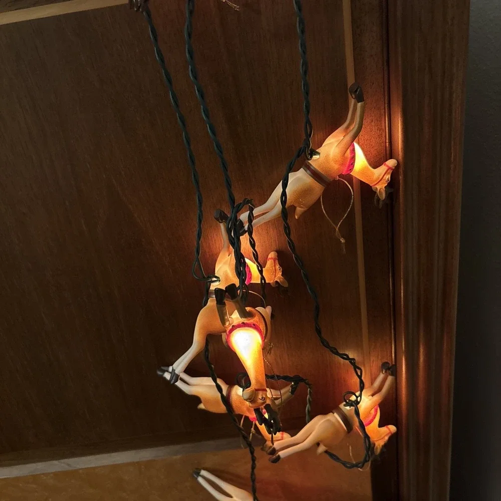 Kurt S. Adler Santa Sleigh and Reindeer Christmas Plastic String Lights with Box